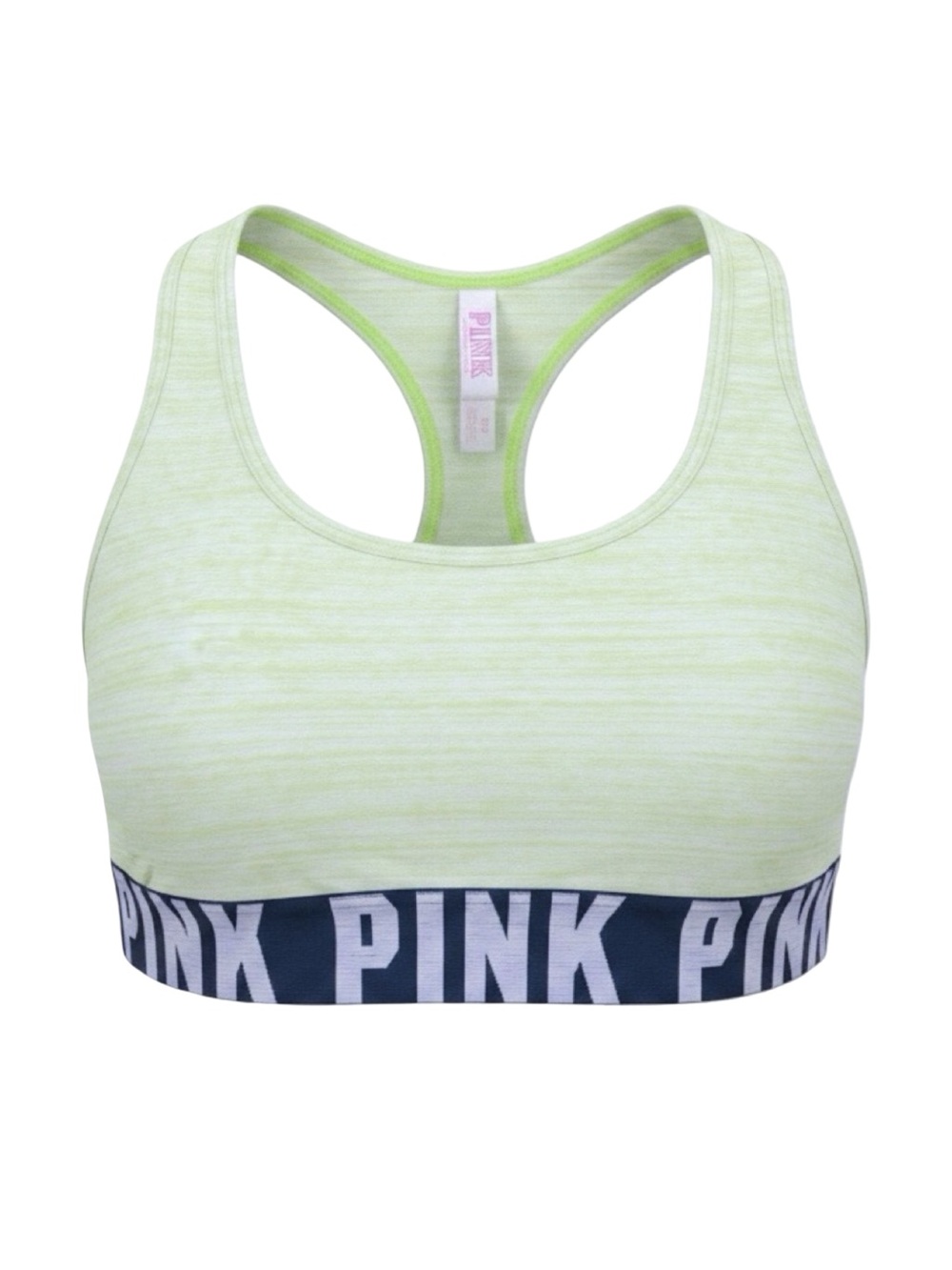 Victoria’s Secret PINK Heathered Neon Green Racerback Sports Bra - Size Small